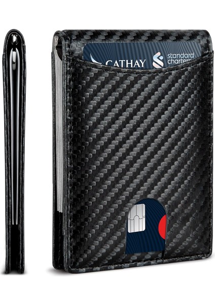 Karbon Fiber Dolar Banknot Klipsi Hırsızlık Önleyici Mikrofiber Dana Derisi Toplama Çantası (Yurt Dışından)