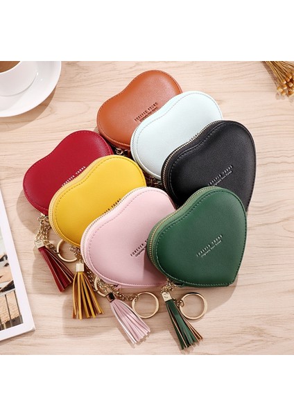 Moda Kalp Şekli Kadın Cüzdan Pu Deri Püsküller Fermuar Mini Debriyaj Anahtarlık Sikke Para Çantası Kızlar Sevimli Küçük Çanta (Yurt Dışından) fiyatları