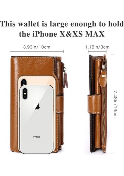 Iyi Çanta Cüzdan Rfıd Engelleme Hakiki Deri Kadın Cüzdan Tasarımı Lüks Yağ Balmumu Deri Cüzdan Kadın Telefonu El Çantası Kart Cüzdanı (Yurt Dışından) fırsatları