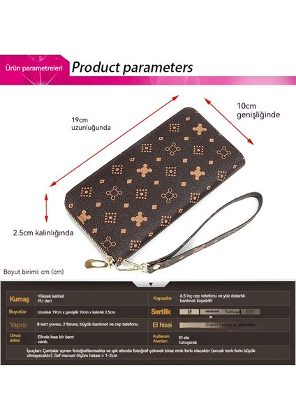 Büyük Kapasiteli Fermuarlı Cüzdan Bayanlar Uzun Moda Kadın Cüzdan Clutch Yeni Cep Telefonu Çantası Para Cüzdan (Yurt Dışından)