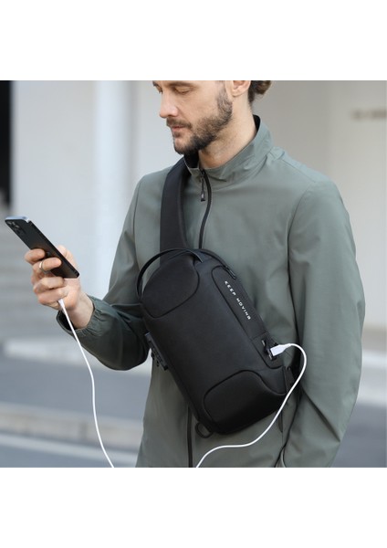 Erkek Su Geçirmez Göğüs Çantası, Küçük Sert Kabuklu Crossbody Omuz Çantası (Yurt Dışından)