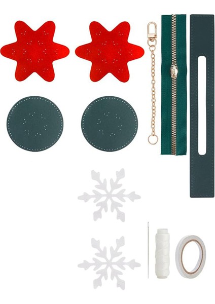 Dıy Bozuk Para Cüzdanı Yapma Seti, Dıy Noel Kar Tanesi Deseni, Kırmızı (Yurt Dışından)