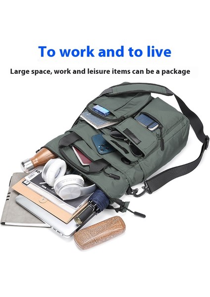 Çok Katmanlı Iş Omuz Çantası, Erkek Iş Gezisi Büyük Kapasiteli Evrak Çantası Crossbody Çanta (Yurt Dışından)