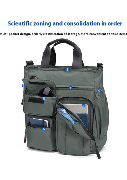 Çok Katmanlı Iş Omuz Çantası, Erkek Iş Gezisi Büyük Kapasiteli Evrak Çantası Crossbody Çanta (Yurt Dışından)