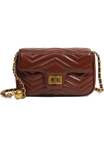 Hakiki Deri Küçük Koku Bayan Çanta Baş Katman Sığır Derisi Banliyö Zincir Crossbody Küçük Kare Çanta (Yurt Dışından)