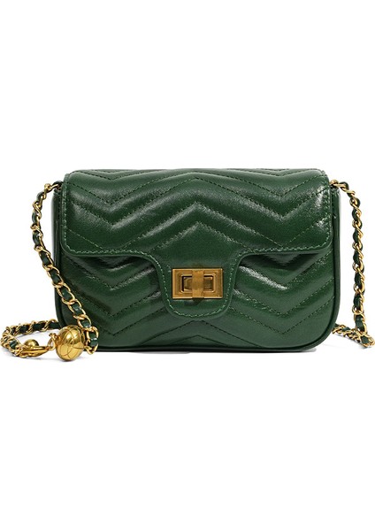 Hakiki Deri Küçük Koku Bayan Çanta Baş Katman Sığır Derisi Banliyö Zincir Crossbody Küçük Kare Çanta (Yurt Dışından)