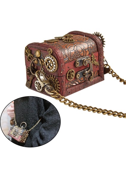 Vintage Stil Çanta Gotik Çanta Torbası Küçük Bayanlar Kahverengi 8X6.5X6CM (Yurt Dışından) modelleri