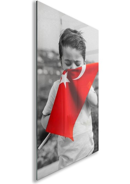 Türk Bayrağı Cam Tablo - Yatay Motif 01-002