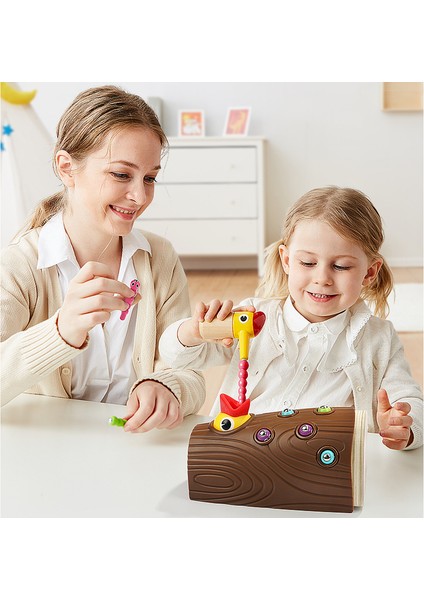 2 Yaşındaki Kız ve Erkek Çocukları Için Montessori Oyuncakları, 2-4 Yaş Arası Yürümeye Başlayan Çocuk Oyuncakları, Ağaçkakan Solucanı Manyetik Kuş Besleme Oyunu (Yurt Dışından)