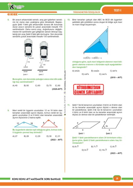 2025 YKS - AYT Matematik - Geometri Karakutu Konu Konu Çıkmış Soru Bankası