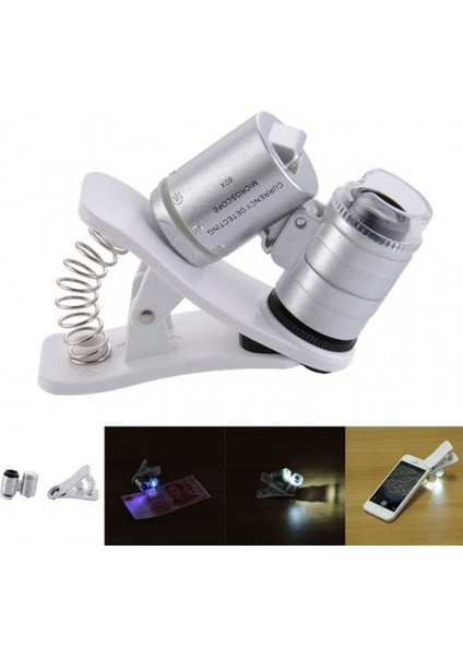 Evrensel LED Işıklı Mini Cep Mikroskobu Tüm Kameralı Telefonlar Için 9882 W