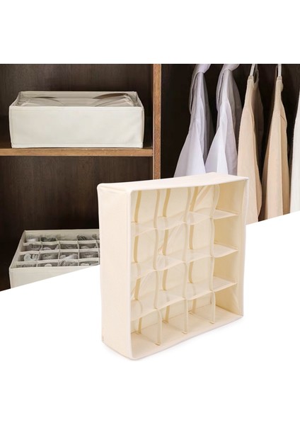 3'lü Çorap Düzenleyici, 64 Gözlü Kumaş Dolap Saklama Kutuları Bej (Yurt Dışından) modelleri
