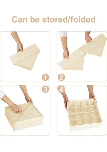 3'lü Çorap Düzenleyici, 64 Gözlü Kumaş Dolap Saklama Kutuları Bej (Yurt Dışından) indirimleri