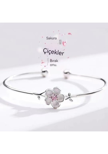 Kiraz Çiçeği Bilezik Kişiselleştirilmiş Edebi Pembe Çiçek Açık Bilezik Bilezik (Yurt Dışından)