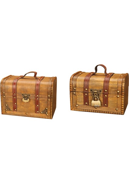 Vintage Büyük Boy Ahşap Takı Saklama Kutusu Kilitli 6269-03DH01 (Yurt Dışından)