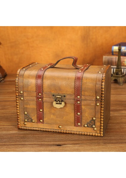 Vintage Büyük Boy Ahşap Takı Saklama Kutusu Kilitli 6269-03DH01 (Yurt Dışından)