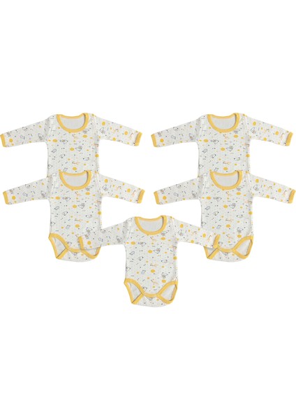 5'Li Çıtçıtlı Uzun Kollu Bebek Body - Sarı