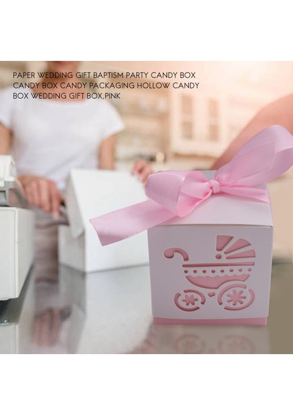50 Adet Kağıt Düğün Hediyesi Vaftiz Partisi Şeker Kutusu Şeker Kutusu, Pembe (Yurt Dışından)