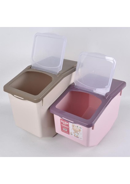 Tekerlekli Mutfak Un Kutusu Mühür Kilitleme Kapağı Pp Pirinç Saklama Pembe (Yurt Dışından)