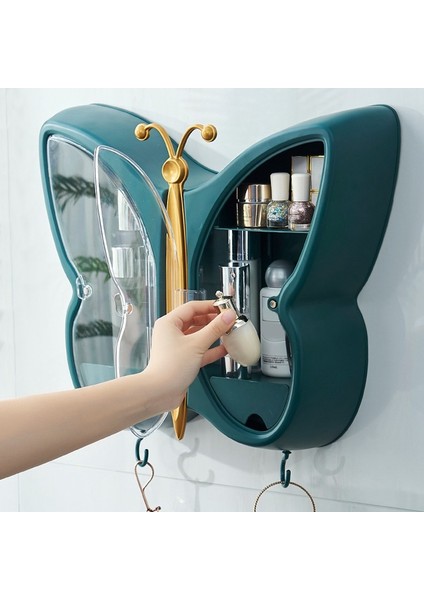 Kelebek Duvara Asılı Makyaj Saklama Kutusu Çekmece Tipi Banyo Yeşil (Yurt Dışından) modelleri