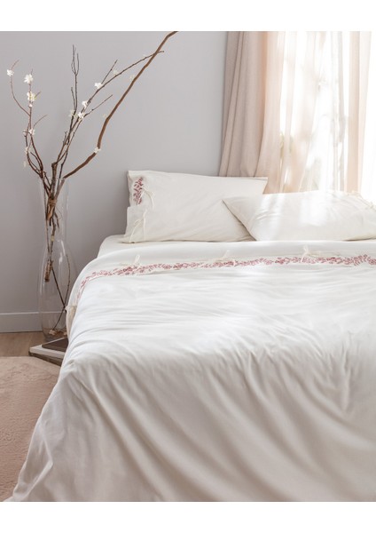 Relief King Size %100 Pamuk Bağlamalı Nevresim Takımı - Ekru/kırmızı fiyatları