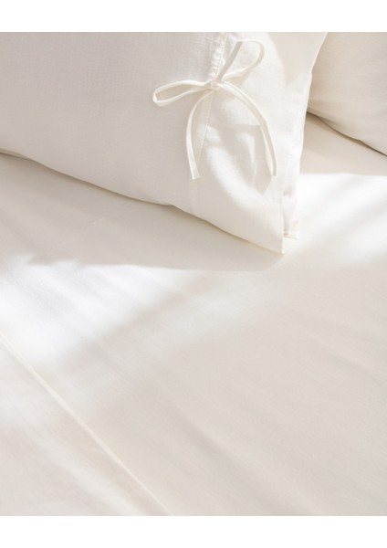 Relief King Size %100 Pamuk Bağlamalı Nevresim Takımı - Ekru/kırmızı indirimleri