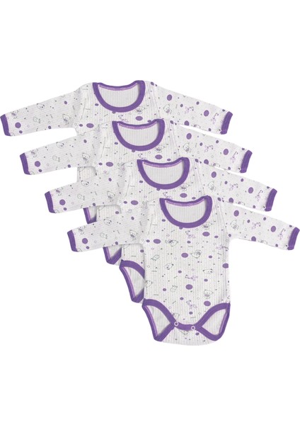 4'Lü Çıtçıtlı Uzun Kollu Bebek Body - Lila fiyatları