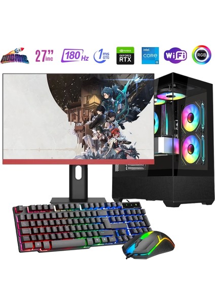 I5 12400F 16GB Ddr4 512GB M2 12GB RTX4070 27" 180Hz Mon. Oyun Bilgisayarı