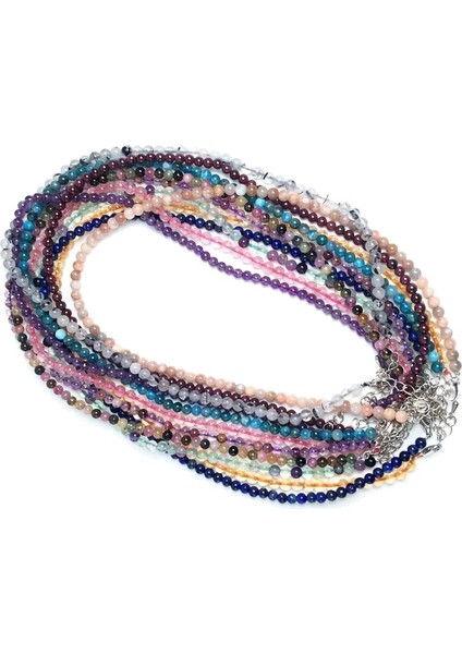 40CM Tarzı Obsidyen Doğal Lapis Lazuli Kristal Kuvars Garnet 4mm Yuvarlak Boncuk 40 cm Uzunluk Bilezik Kolye Çift Kullanımlı Takı Takı Bayan Hediye (Yurt Dışından)