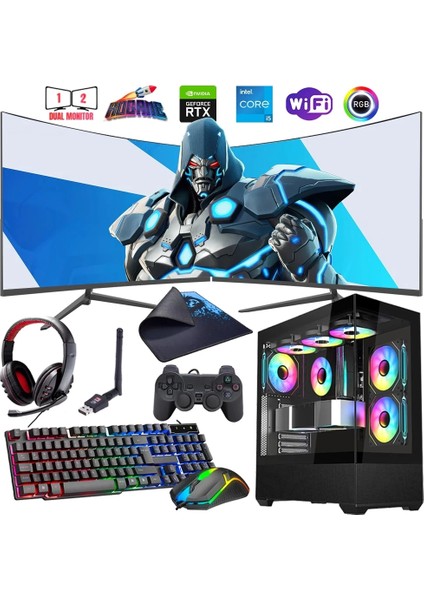 I5 12400F 16GB Ddr4 512GB M2 12GB RTX4070 Çift 24" 100Hz Mon. Oyun Bilgisayarı (Gaming Set)