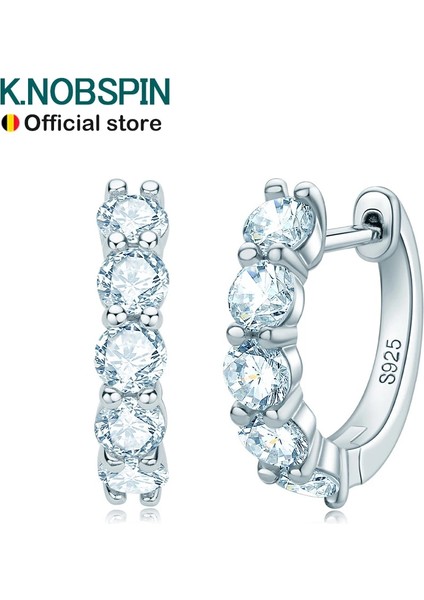 3 mm Knobspın D Renk Mozanit Döngü Küpe Terling Şerit Kaplama ile 18 K Beyaz Altın Küpe Kadınlar Için Köpüklü Güzel Takı (Yurt Dışından)