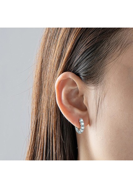 3 mm Knobspın D Renk Mozanit Döngü Küpe Terling Şerit Kaplama ile 18 K Beyaz Altın Küpe Kadınlar Için Köpüklü Güzel Takı (Yurt Dışından)