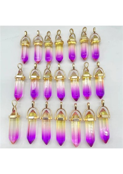 Numara 3 Yeni Doğal Taş Taş Kuvars Renkli Kristal Altıgen Sarkaç Reiki Kolye Charms Dıy Takı Yapımı Kolye (Yurt Dışından)