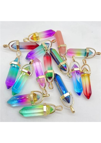 Numara 3 Yeni Doğal Taş Taş Kuvars Renkli Kristal Altıgen Sarkaç Reiki Kolye Charms Dıy Takı Yapımı Kolye (Yurt Dışından)