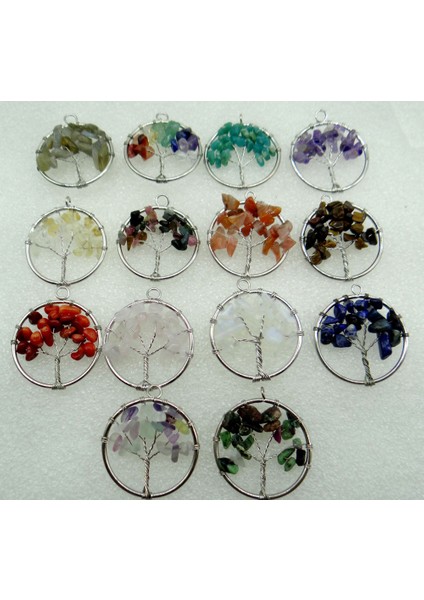 No.14 30MM Doğal Taş Taş Karışımı Lapis Kuvars Kristal 7 Çakra Reiki Şifa Hayat Ağacı Kolye Diy Takı Yapımı Için Kolye 6 Adet (Yurt Dışından) fiyatları