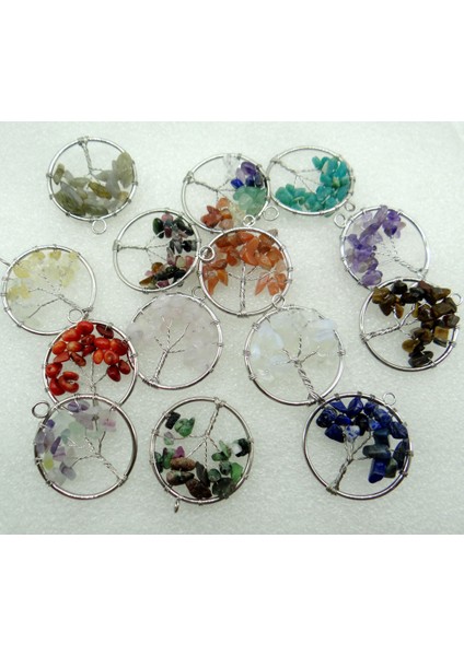No.14 30MM Doğal Taş Taş Karışımı Lapis Kuvars Kristal 7 Çakra Reiki Şifa Hayat Ağacı Kolye Diy Takı Yapımı Için Kolye 6 Adet (Yurt Dışından) modelleri