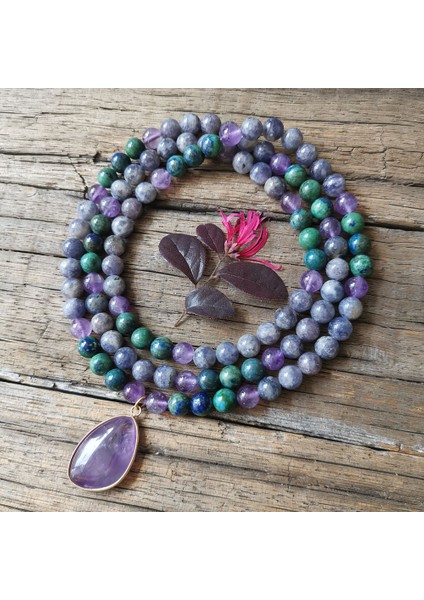 Ayarlamak 8mm Lolite Ametist Taş Boncuk Ametist Kolye, Dua Bileklik, Meditasyon Kolye, Pozitiflik Takı, Yoga Boncuk, 108 Mala Boncuk (Yurt Dışından) indirimleri