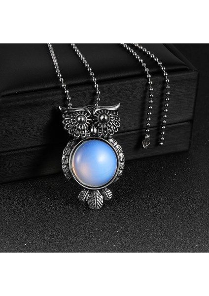 65CM Tarzı Labradorit Vintage Doğal Taş Baykuş Kolye Kolye Erkekler Için Alaşım Zirkon Zincir Kristal Akik Opal Labradorit Kadın Taş Kolye (Yurt Dışından) fiyatları
