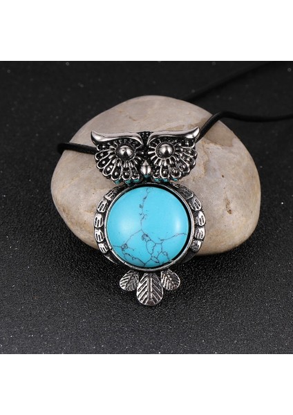 65CM Tarzı Labradorit Vintage Doğal Taş Baykuş Kolye Kolye Erkekler Için Alaşım Zirkon Zincir Kristal Akik Opal Labradorit Kadın Taş Kolye (Yurt Dışından) modelleri