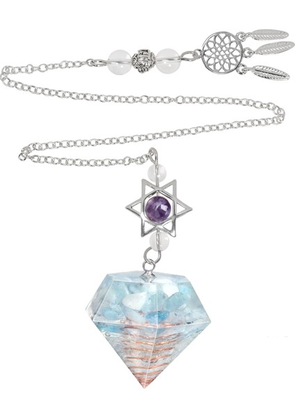 Akuamarin Doğal Ametist Kolye Reik Mineraller Sarkaç David'in Yıldızı Dreamcatcher Kehanet Biolocation Meditasyon Aracı (Yurt Dışından)