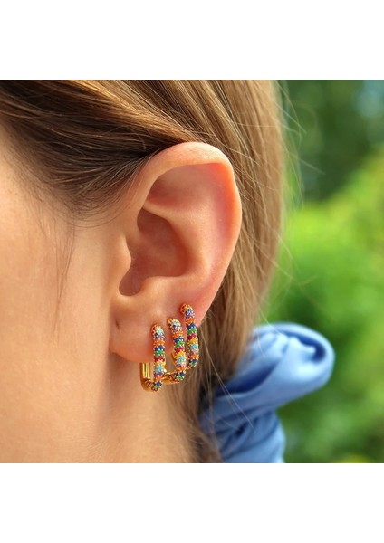 JQH0070-SS-2 Tıande Altın Kaplama Kulak Manşetleri Küpe Kadınlar Için Renkli Zirkon Sahte Piercing Kadın Hoop Earringarty Takı (Yurt Dışından) fırsatları