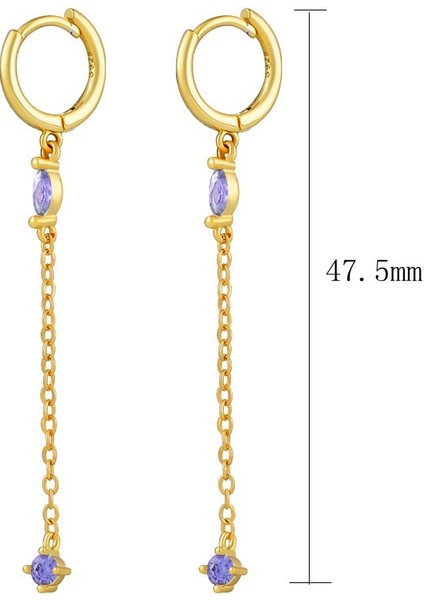 LN0761-9 925 Ayar Gümüş Iğne Mor Zirkon Kristal Halka Küpe Küçük Zarif Delici Küpe Moda Yüksek Li Takı (Yurt Dışından)