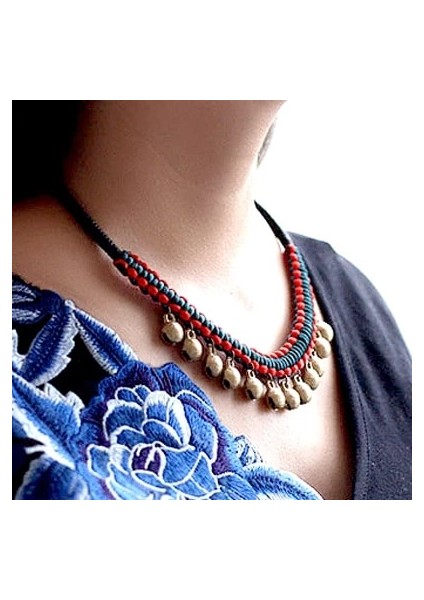F2 14 Tasarımlar El Yapımı Egzotik Takı Bildirimi Çan Vintage Gerdanlık Kolye, Yeni Etese Rüzgar Ulusal Lezzet Kırmızı Kolye (Yurt Dışından) fırsatları