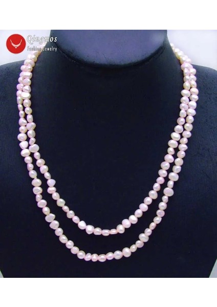 Mor Qingmos Moda Barok Doğal Tatlısu Açık Pembe Inci Kolye Kadınlar Için Uzun Kolye 40 "takı Chokers (Yurt Dışından) fiyatları