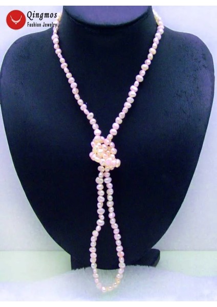 Mor Qingmos Moda Barok Doğal Tatlısu Açık Pembe Inci Kolye Kadınlar Için Uzun Kolye 40 "takı Chokers (Yurt Dışından) modelleri