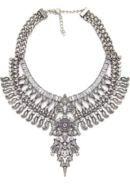 Gümüş Yeni Antik Kristal Cevheri Gerdanlık Lüks Gelin Taklidi Vintage Maxi Bildirimi Kolye Yaka Kadın Bijoux Aksesuar (Yurt Dışından) fiyatları
