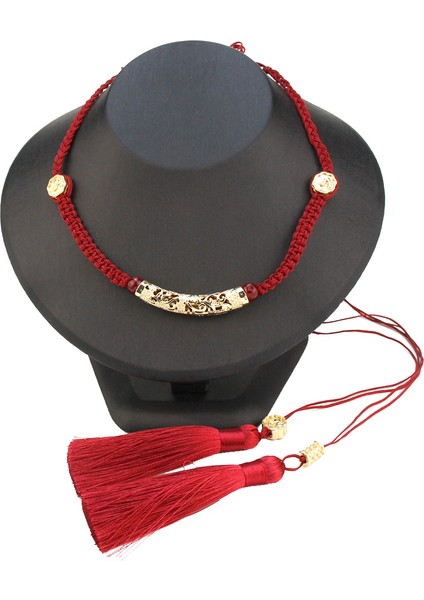 53CM Tarzı LLNK220614YEŞIL Sunspicem Fas Kadın Gerdanlık Püsküller Kolye 18 K Altın Rengi Arapça Kaftan Abaya Dokuma Kolye Kazablanka Gelin Takı (Yurt Dışından)