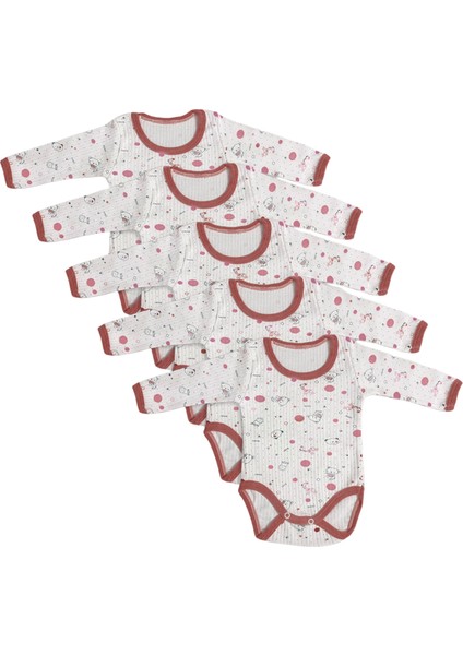 5'Li Çıtçıtlı Uzun Kollu Bebek Body - Bordo