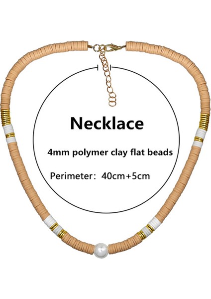 T20525HAKI 15 Renk Bohemian 6mm Polimer Kil Kolye Yumuşak Çömlek Gerdanlık Kolye Renkli Sörfçü Boncuk Yaka El Yapımı Kadınlar Takı Hediye (Yurt Dışından)