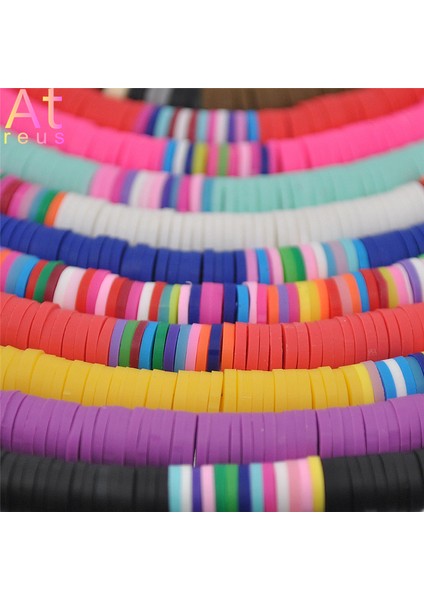 T20525HAKI 15 Renk Bohemian 6mm Polimer Kil Kolye Yumuşak Çömlek Gerdanlık Kolye Renkli Sörfçü Boncuk Yaka El Yapımı Kadınlar Takı Hediye (Yurt Dışından)